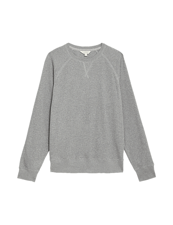 Pure Cotton Waffle Loungewear Sweatshirt