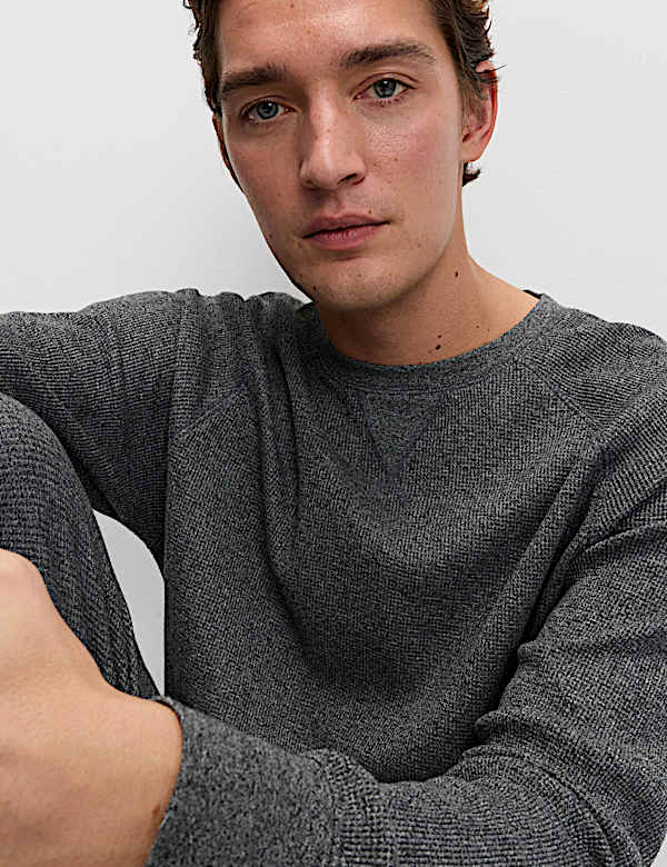 Pure Cotton Waffle Loungewear Sweatshirt