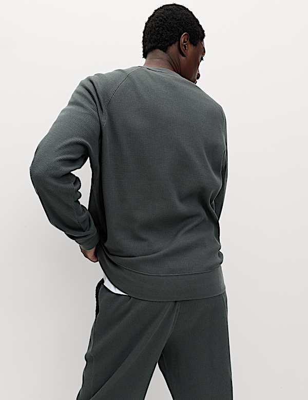 Pure Cotton Waffle Loungewear Sweatshirt