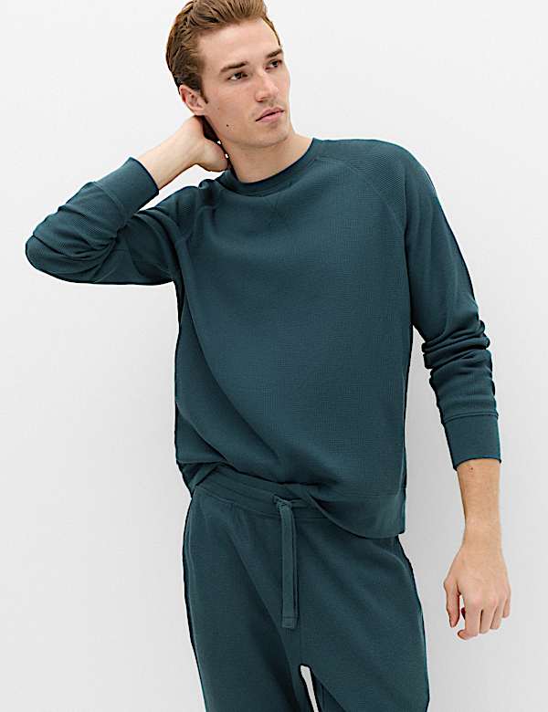Pure Cotton Waffle Loungewear Sweatshirt