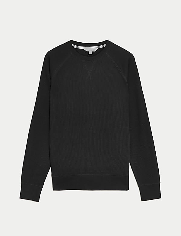 Pure Cotton Waffle Loungewear Sweatshirt - BN