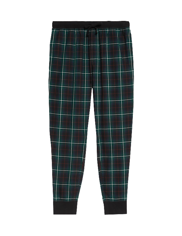 Cotton Rich Brushed Checked Jogger Bottoms