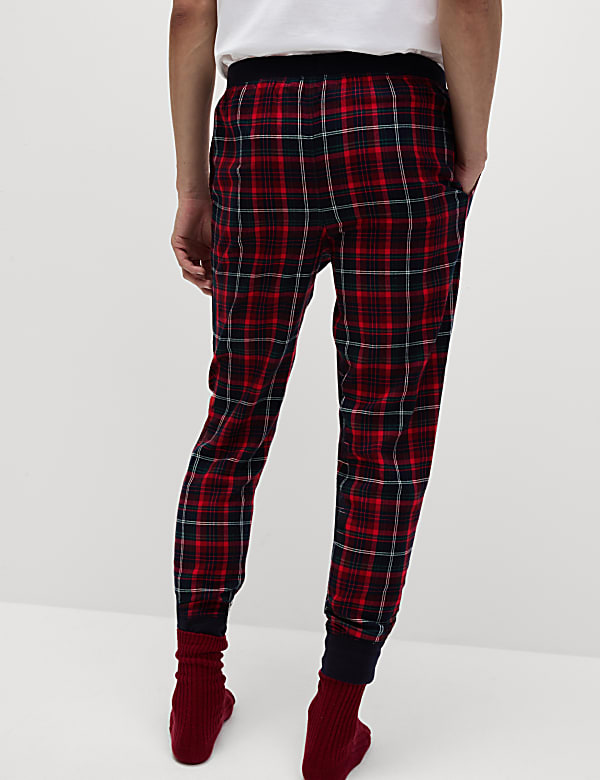 Brushed Cotton Rich Checked Jogger Bottoms