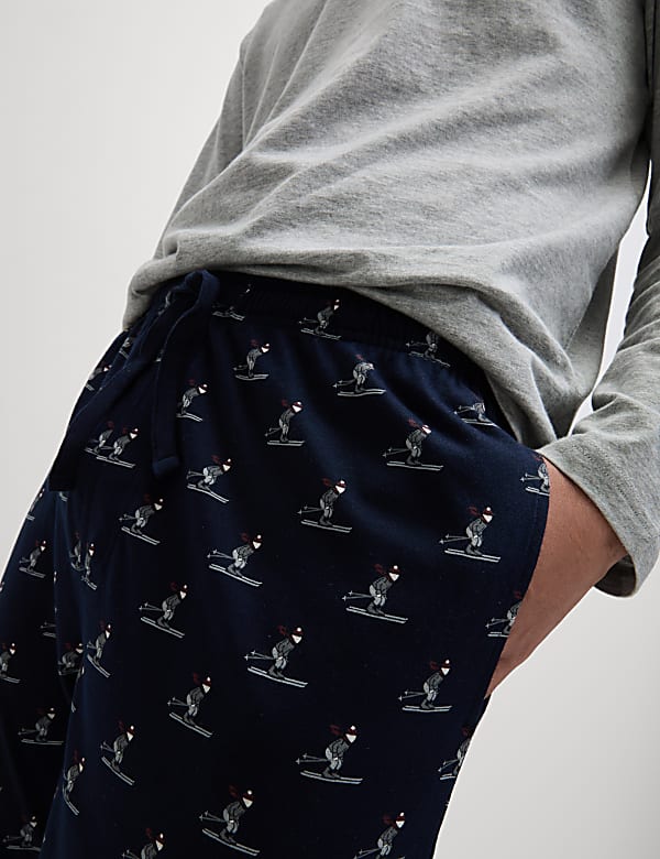 Pure Cotton Ski Print Pyjama Set - IL