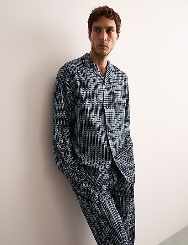 Pure Cotton Geometric Print Pyjama Top - GR