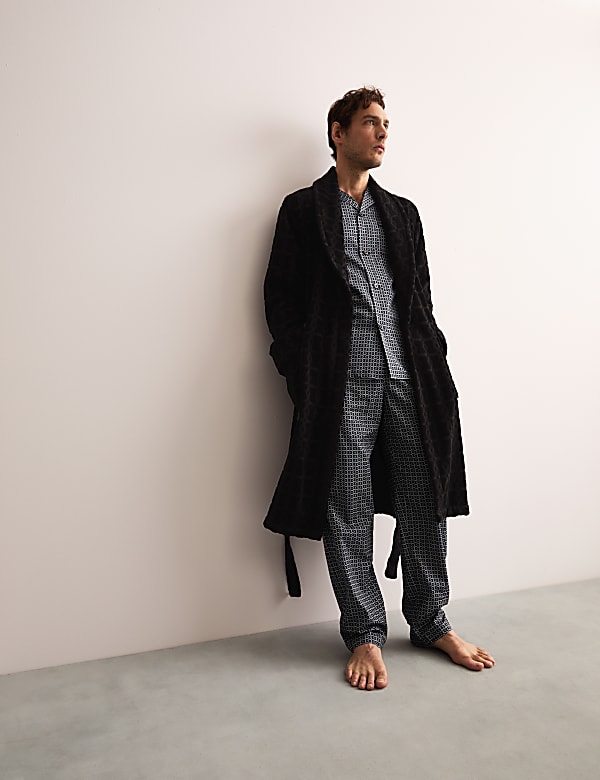 Pure Cotton Velour Dressing Gown - GR