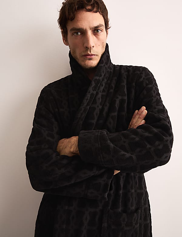 Pure Cotton Velour Dressing Gown - GR