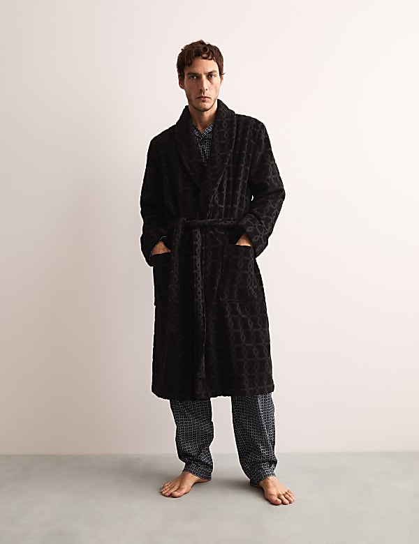 Pure Cotton Velour Dressing Gown - GR