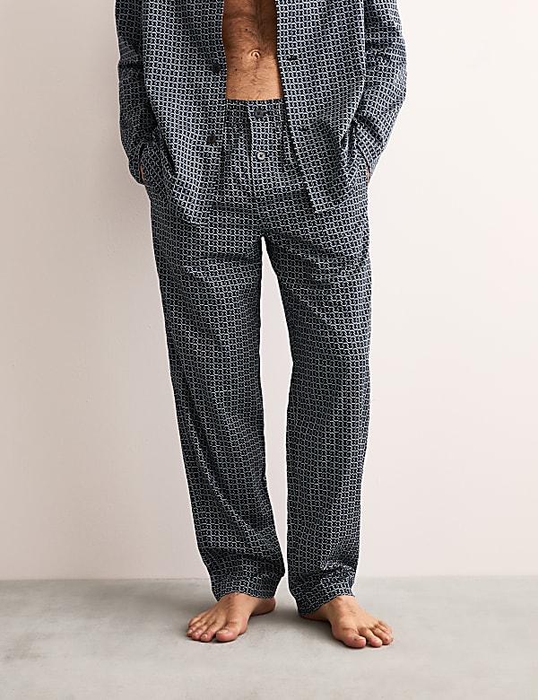 Pure Supima® Cotton Geo Print Pyjama Bottoms - GR