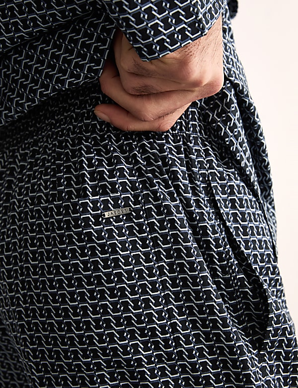 Pure Supima® Cotton Geo Print Pyjama Bottoms - GR