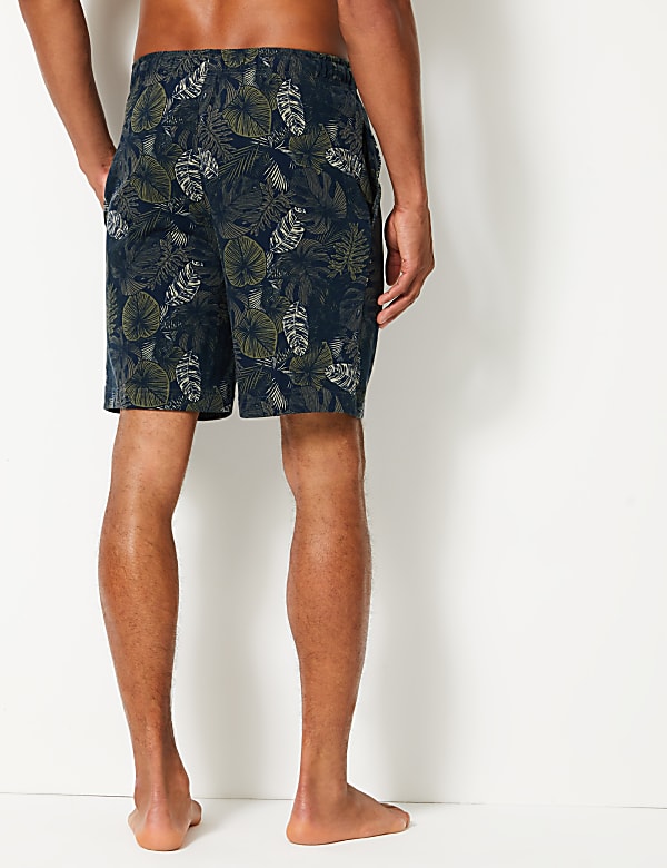 Pure Cotton Leaf Print Pyjama Shorts