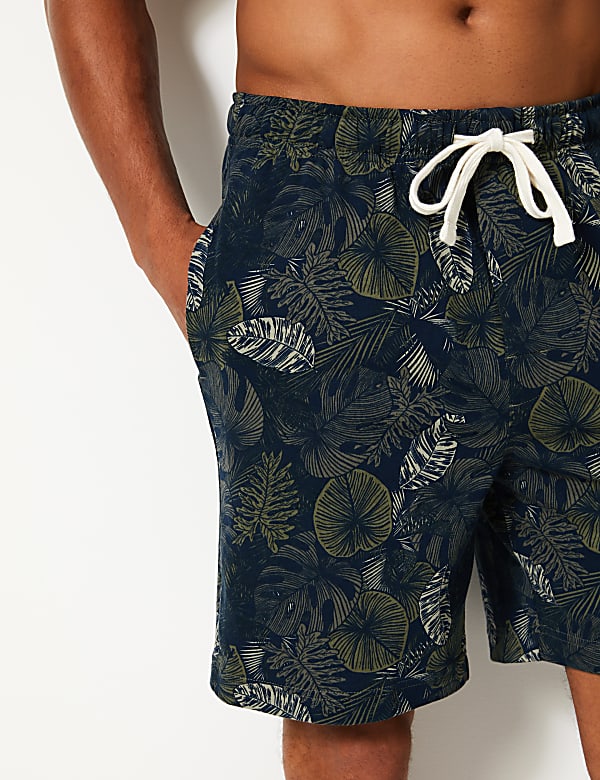Pure Cotton Leaf Print Pyjama Shorts