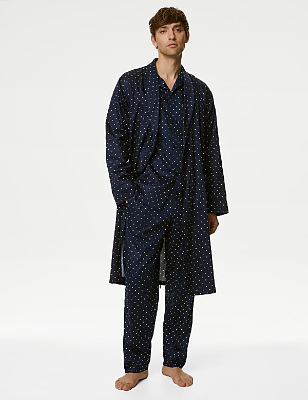 Pure Cotton Polka Dot Dressing Gown - DK