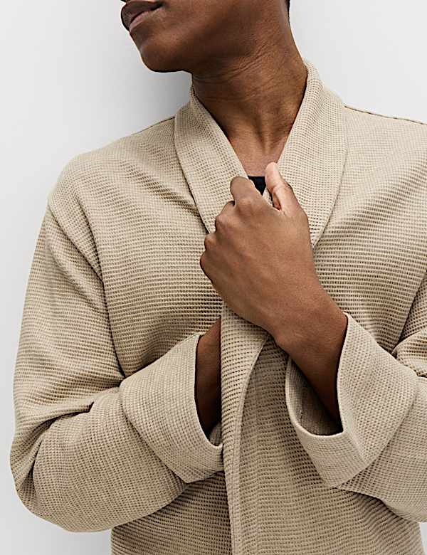 Pure Cotton Waffle Lightweight Dressing Gown - US