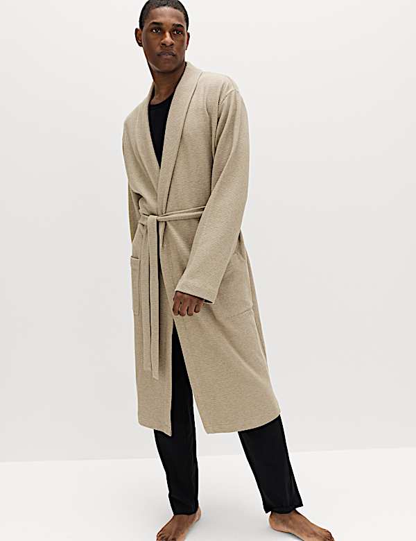Pure Cotton Waffle Lightweight Dressing Gown - US