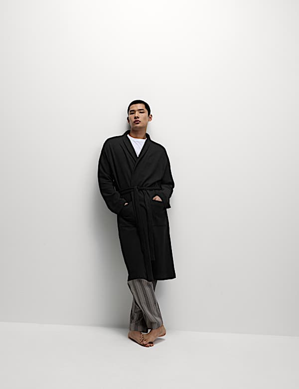 Pure Cotton Waffle Lightweight Dressing Gown - IT