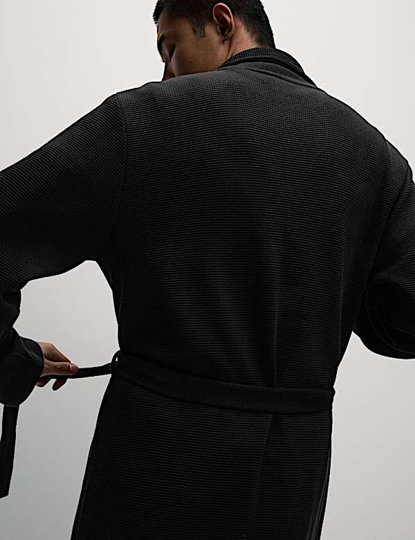 Pure Cotton Waffle Lightweight Dressing Gown - NL