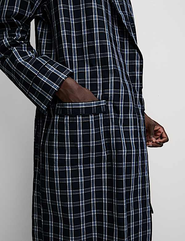 Pure Cotton Checked Dressing Gown - IT
