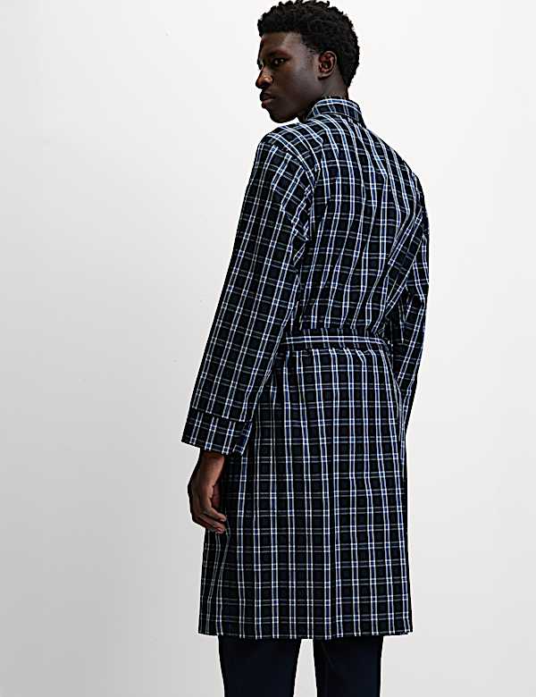 Pure Cotton Checked Dressing Gown - IT