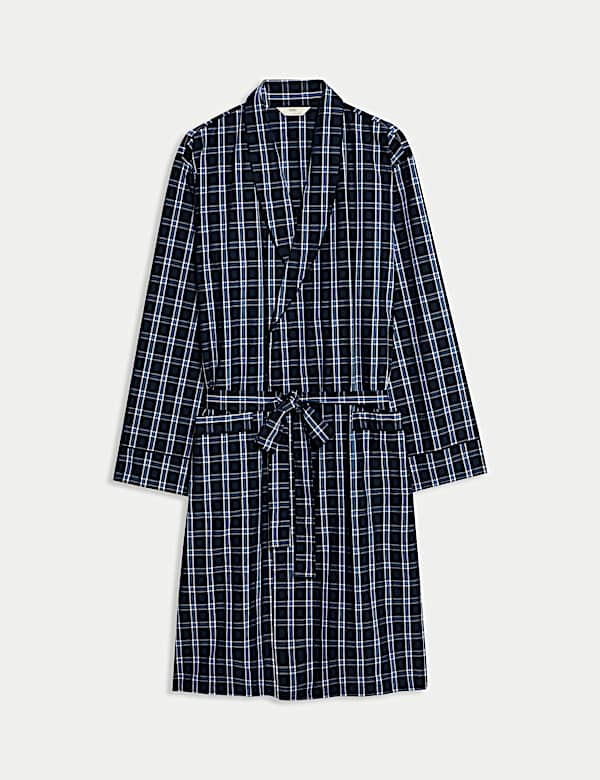 Pure Cotton Checked Dressing Gown - BE