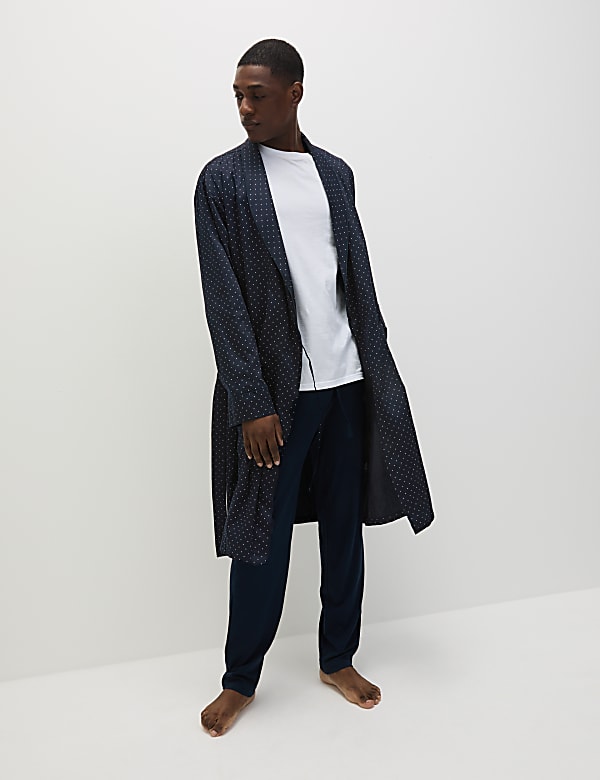 Pure Cotton Polka Dot Dressing Gown - SK