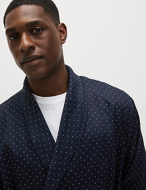 Pure Cotton Polka Dot Dressing Gown - SK