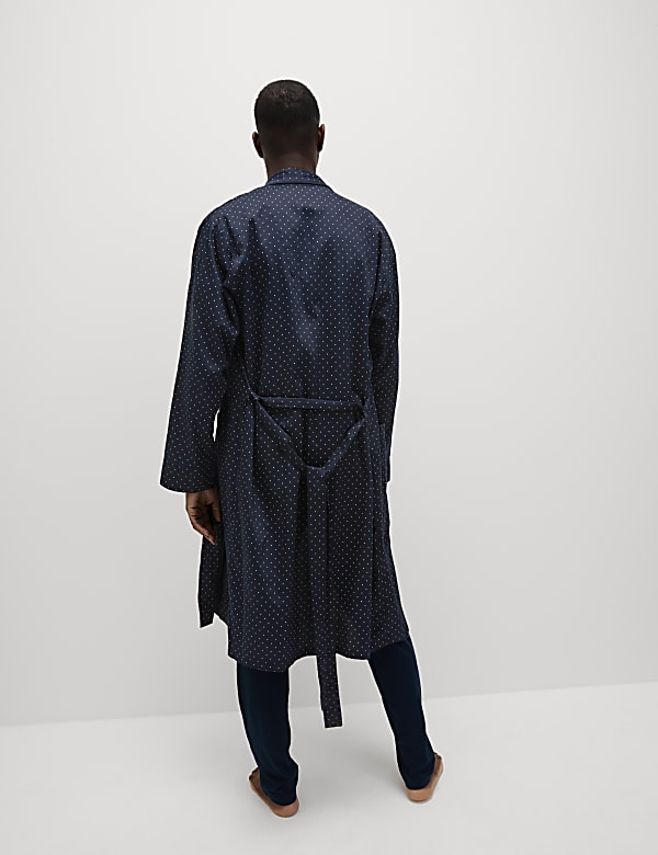 Pure Cotton Polka Dot Dressing Gown - SK