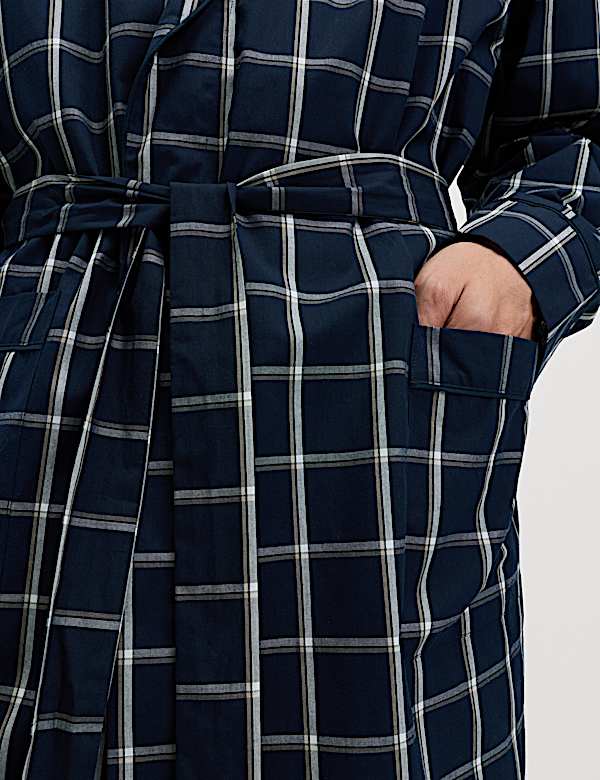 Pure Cotton Checked Dressing Gown - AL