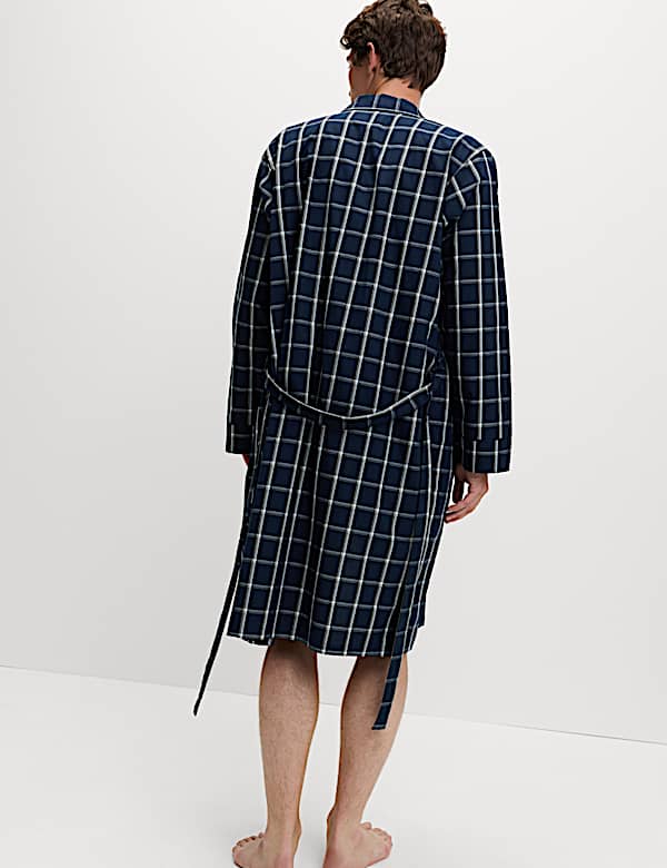 Pure Cotton Checked Dressing Gown - AL