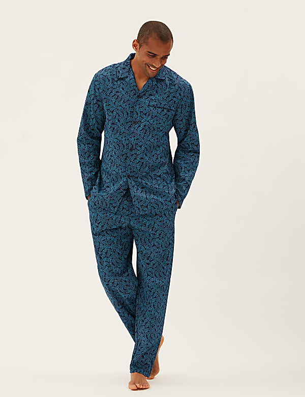 Pure Cotton Leaf Print Pyjama Set