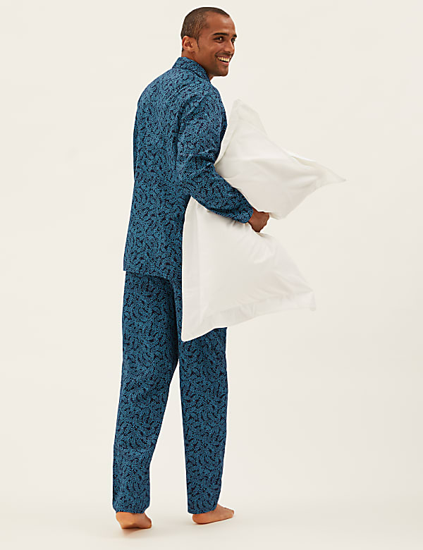 Pure Cotton Leaf Print Pyjama Set