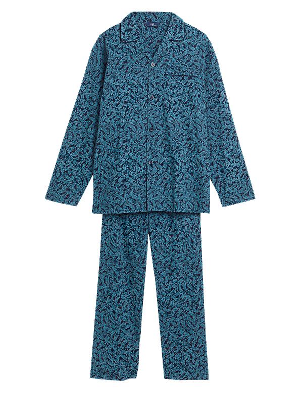 Pure Cotton Leaf Print Pyjama Set