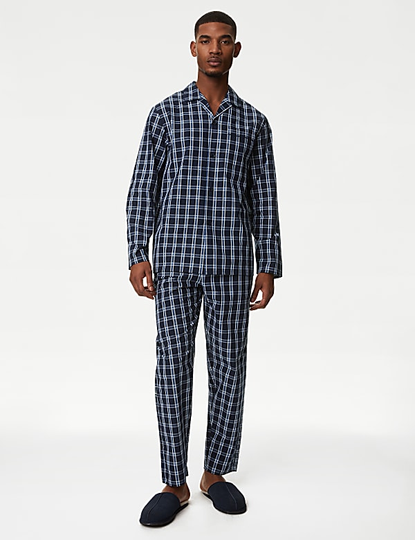 Ensemble pyjama 100 % coton peigné à carreaux - CH