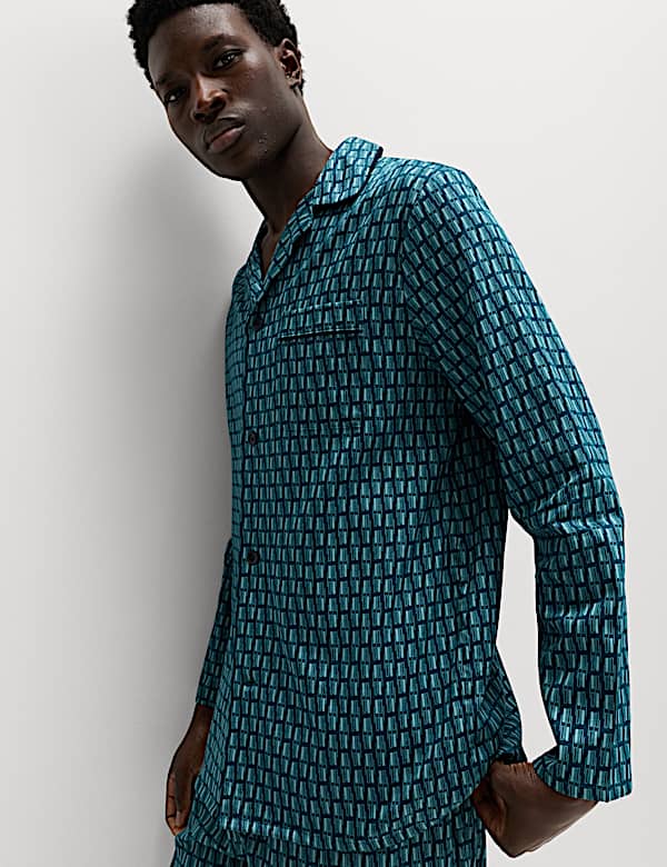 Pure Cotton Geometric Print Pyjama Set - TW