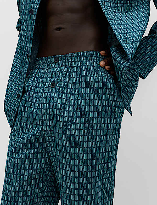 Pure Cotton Geometric Print Pyjama Set - TW