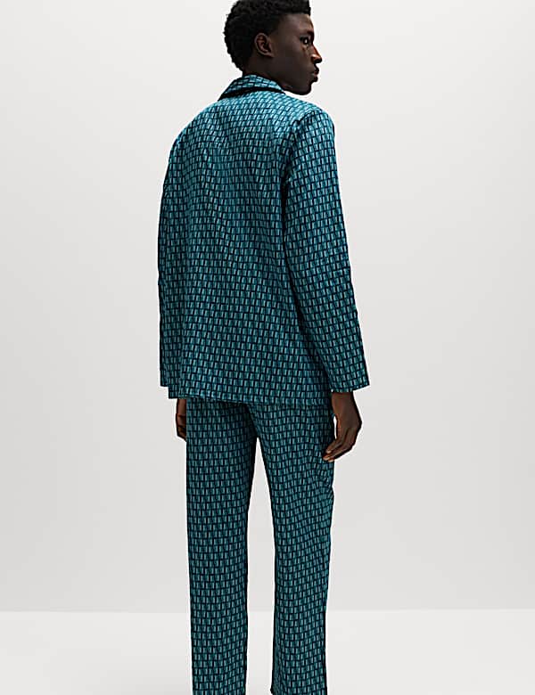 Pure Cotton Geometric Print Pyjama Set - TW