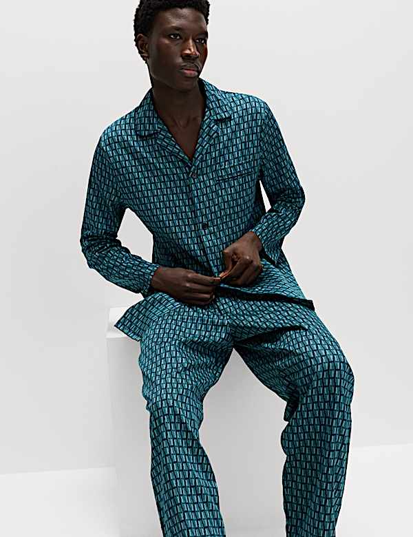 Pure Cotton Geometric Print Pyjama Set - TW