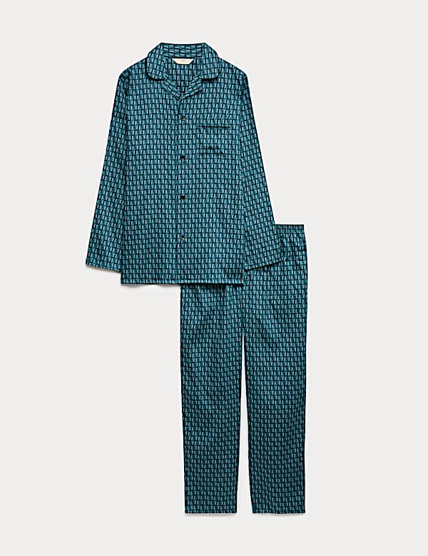 Pure Cotton Geometric Print Pyjama Set - TW