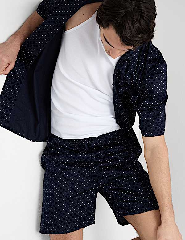 Pure Cotton Polka Dot Shortie Pyjama Set - AT