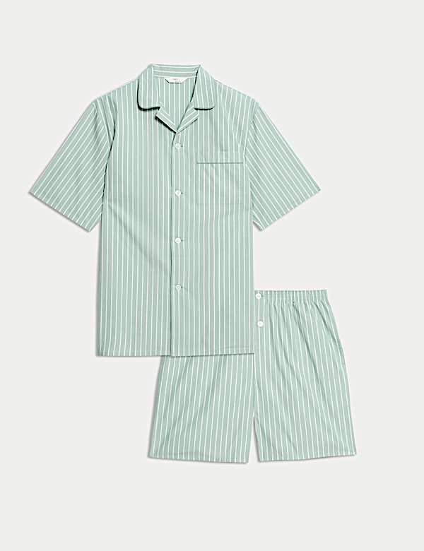 Set Piyama Motif Garis Katun Murni - ID