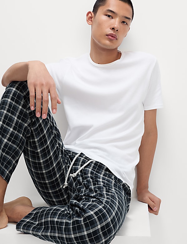 Pure Cotton Checked Loungewear Bottoms - FR