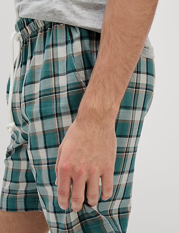 Pure Cotton Checked Loungewear Shorts - JP