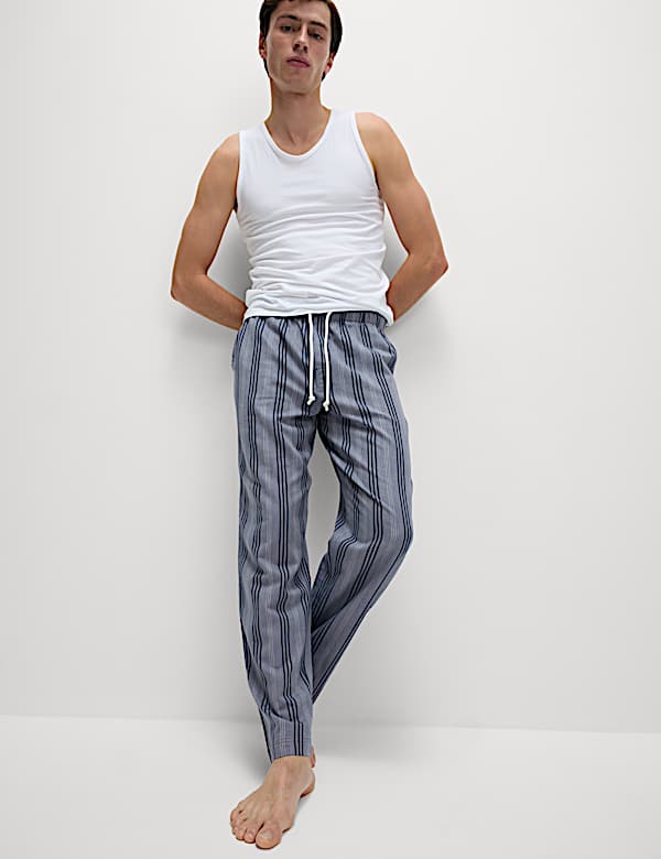 Pure Cotton Striped Loungewear Bottoms - RO
