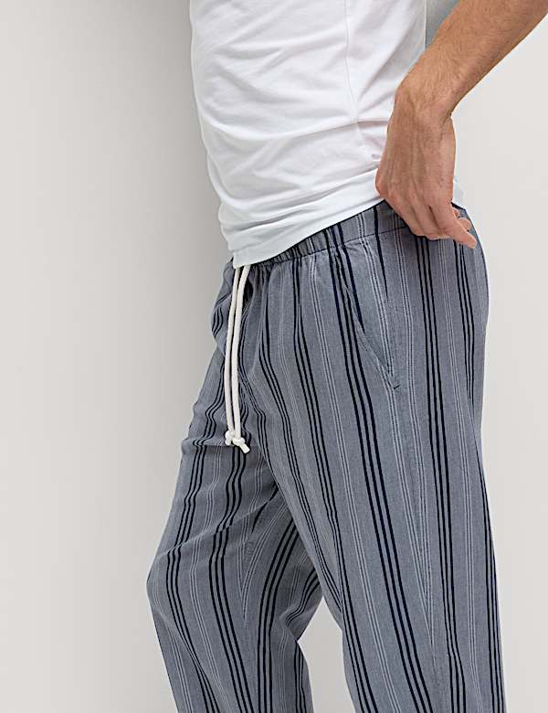 Pure Cotton Striped Loungewear Bottoms