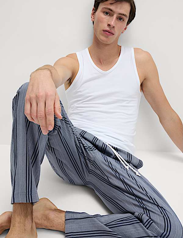 Pure Cotton Striped Loungewear Bottoms