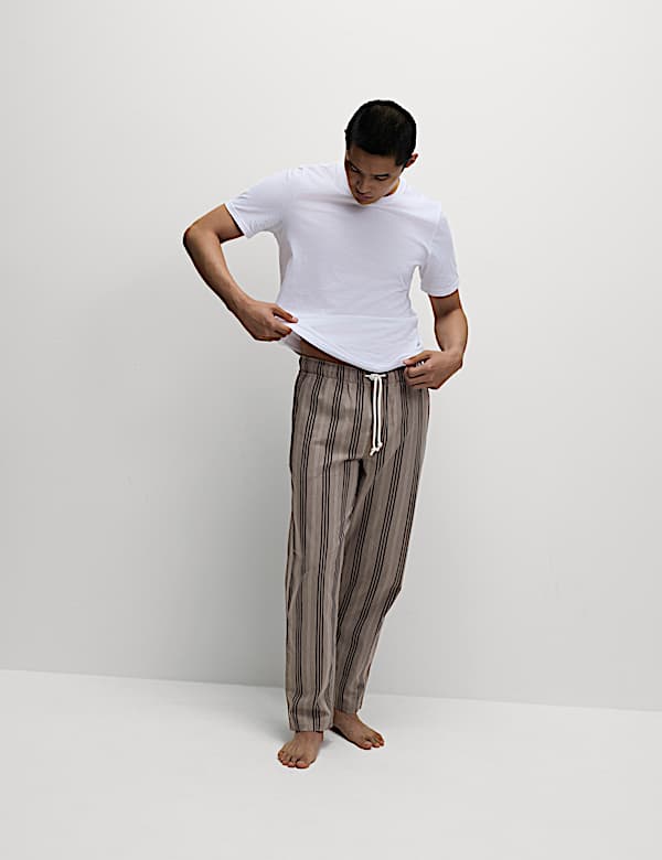 Pure Cotton Striped Loungewear Bottoms - JP
