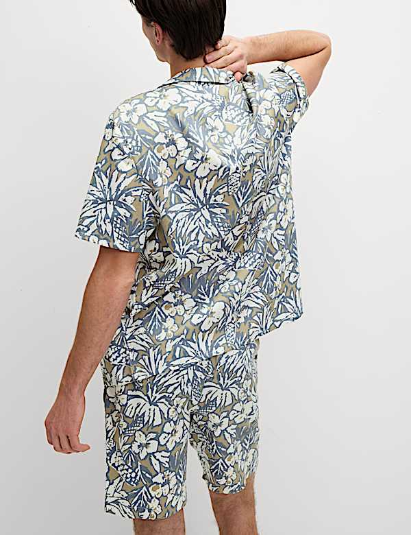 Pure Cotton Tropical Print Pyjama Set - BG