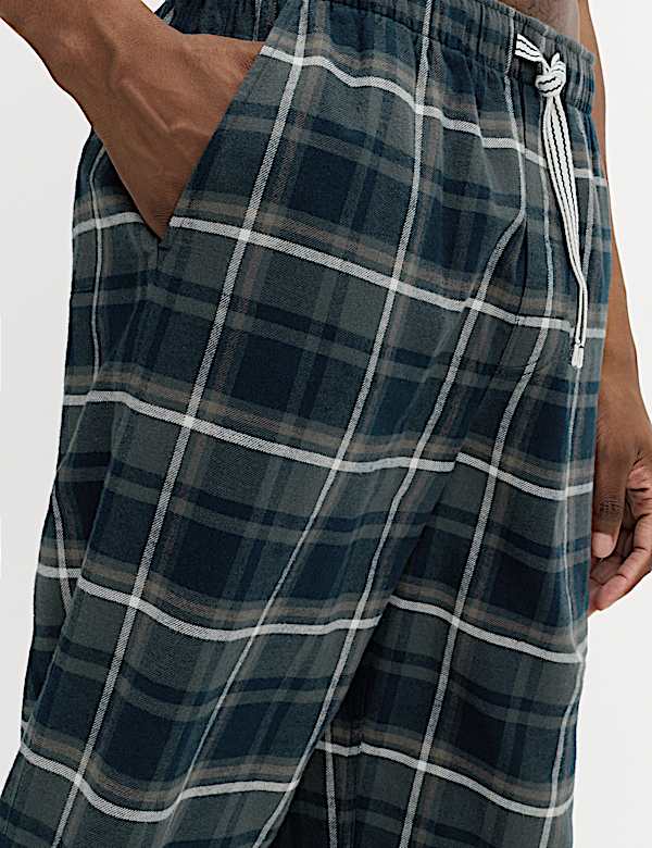 Pure Cotton Checked Loungewear Bottoms