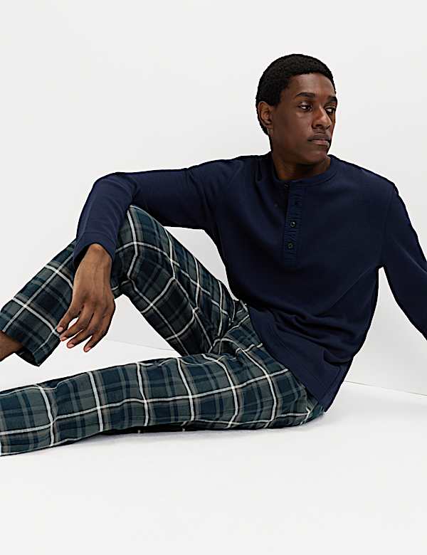 Pure Cotton Checked Loungewear Bottoms