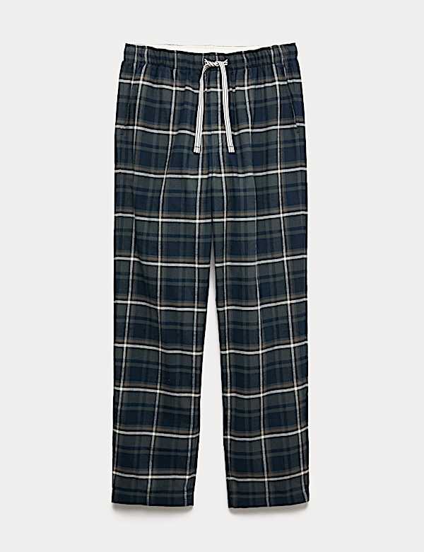 Pure Cotton Checked Loungewear Bottoms - DK